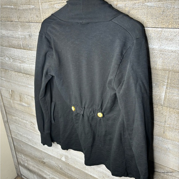 Lilla P made in Peru black long open front oversized cardigan sweater - Picture 2 of 3